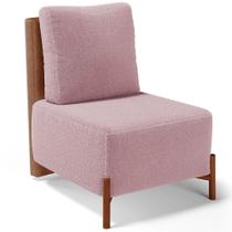 Poltrona Decorativa Sala Estar Living Pés Madeira Hungria L02 material sintético Camel Bouclê Rosê - Lyam Poltrona Decorativa Sala Estar Living Pés Madeira Hungria L02 material sintético Camel Bouclê Rosê - Lyam