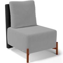 Poltrona Decorativa Sala Estar Living Pés Madeira Hungria L02 material sintético Preto Suede Cinza - Lyam Poltrona Decorativa Sala Estar Living Pés Madeira Hungria L02 material sintético Preto Suede Cinza - Lyam