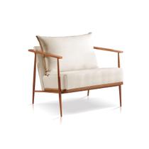 Poltrona Decorativa Sala Estar Mari BASE COBRE Linho OffWhite MK