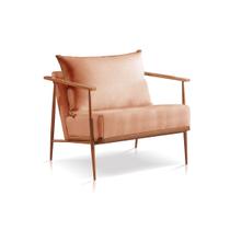 Poltrona Decorativa Sala Estar Mari BASE COBRE Linho Tijolo MK