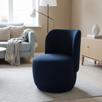 Poltrona Decorativa Sala Estar Orgânica Bia Boucle Azul Marinho - Montanaris Decor