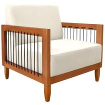 Poltrona Decorativa Sala Estar Recepção Escritório Chicago Cor:rustico Natural