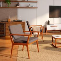 Poltrona Decorativa Sala Estar Tip Linho Pés Madeira Maciça Poltrona Decorativa Sala Estar Tip Linho Pés Madeira Maciça