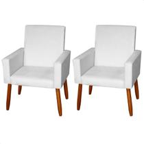Poltrona Decorativa Sala Kit 02 Cadeira Estofada Escritório Recepção Suede material sintético