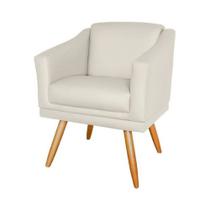 Poltrona Decorativa San Diego Sala de Estar Tecido Veludo Bege Kimi Design Poltrona Decorativa San Diego Sala de Estar Tecido Veludo Bege Kimi Design