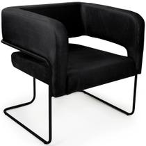 Poltrona Decorativa Scarlett Base Aço Preto Veludo Preto - Nexta Casa Poltrona Decorativa Scarlett Base Aço Preto Veludo Preto - Nexta Casa