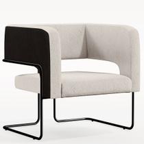 Poltrona Decorativa Scarlett D02 Base Aço Preto Corano Preto C-05 Linho Cru C-443 - Lyam Decor Poltrona Decorativa Scarlett D02 Base Aço Preto Corano Preto C-05 Linho Cru C-443 - Lyam Decor