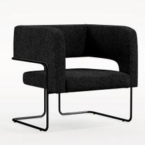 Poltrona Decorativa Scarlett D02 Base de Aço Preto Linho Chumbo D-465 - Lyam Decor Poltrona Decorativa Scarlett D02 Base de Aço Preto Linho Chumbo D-465 - Lyam Decor