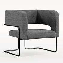Poltrona Decorativa Scarlett D02 Base de Aço Preto Linho Cinza Escuro C-420 - Lyam Decor Poltrona Decorativa Scarlett D02 Base de Aço Preto Linho Cinza Escuro C-420 - Lyam Decor