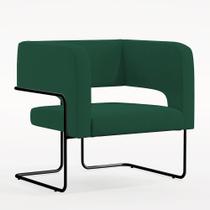 Poltrona Decorativa Scarlett D02 Base de Aço Preto Veludo Verde C-303 - Lyam Decor