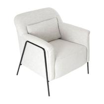 Poltrona Decorativa Sevilha Tecido Linho com Almofada Solta Pés Aço Preto Epóxi Poltrona Decorativa Sevilha Tecido Linho com Almofada Solta Pés Aço Preto Epóxi