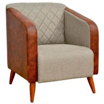 Poltrona Decorativa Silm Pes Em Madeira Cinza Marrom Mpassos Cinza Marrom