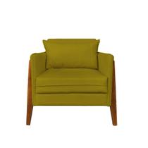 Poltrona Decorativa Sophia Suede Amarelo Pés Madeira Ms Decor