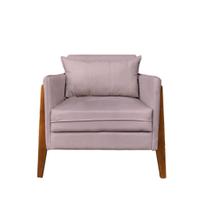 Poltrona Decorativa Sophia Suede Rosê Pés Madeira Mz Decor