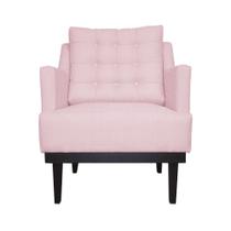 Poltrona Decorativa Stefanie Com Base Madeira Tabaco Suede Rosa Bebê - DS Estofados Poltrona Decorativa Stefanie Com Base Madeira Tabaco Suede Rosa Bebê - DS Estofados
