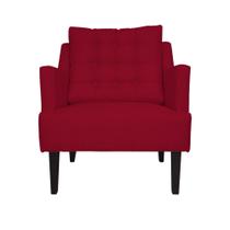 Poltrona Decorativa Stefanie Pés Trapézio Tabaco Suede Vermelho - DS Estofados