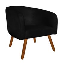 Poltrona Decorativa Stella Suede Preto Pés Palito - D'Rossi