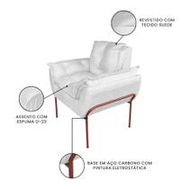 Poltrona Decorativa Suede Branco Base Cobre - Belliv Decor