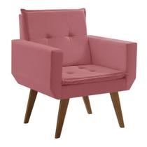 Poltrona Decorativa Taurus 1 Lugar Base Palito Tecido Rosa