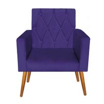 Poltrona Decorativa Thais Capitonê Suede Roxo - Móveis Mafer