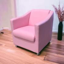 Poltrona Decorativa Tila Reforçada Consultório Sala e Recepção Suede Rosa Sj Móveis e Decoração