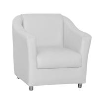 Poltrona Decorativa Tilla Pés Cromado material sintético Branco - DS Móveis