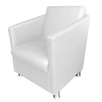 Poltrona Decorativa Tilla Pés Cromado Napa Branco - SA Móveis Poltrona Decorativa Tilla Pés Cromado Napa Branco - SA Móveis