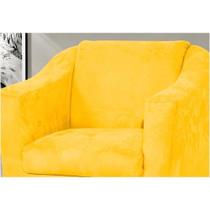 Poltrona Decorativa Tilla Pés Cromado Suede Amarela - DS Móveis