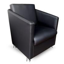 Poltrona Decorativa Tilla Plus Pés Cromado material sintético Preto - DS Móveis Poltrona Decorativa Tilla Plus Pés Cromado material sintético Preto - DS Móveis