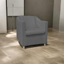 Poltrona Decorativa TillakTillak Consultório Recepção Sala material sintético Cinza