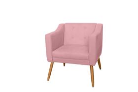 Poltrona Decorativa Turquia Suede Rosa Bebê Pés Madeira Mz Decor