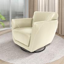 Poltrona Decorativa Valentina Sala de Estar Giratória Couro Off White G40 - Gran Belo Poltrona Decorativa Valentina Sala de Estar Giratória Couro Off White G40 - Gran Belo