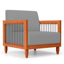 Poltrona Decorativa Varanda Samoa Madeira Maciça com Cordas Náutica Linho Cinza - Abmaza Poltrona Decorativa Varanda Samoa Madeira Maciça com Cordas Náutica Linho Cinza - Abmaza