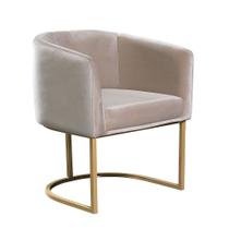 Poltrona Decorativa Veludo Bege Base Dourada Cercatto