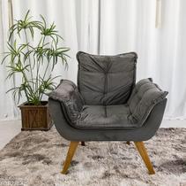 Poltrona Decorativa Veludo Premium Cinza - Veneza Estofados