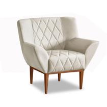 Poltrona Decorativa Veneza Base de Madeira 6021 Veludo Bege Konfort Móveis Poltrona Decorativa Veneza Base de Madeira 6021 Veludo Bege Konfort Móveis
