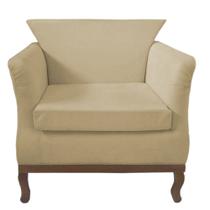 Poltrona Decorativa Veneza Suede Bege Rosado - Casa & Estofados