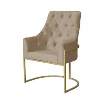 Poltrona Decorativa Vick Suede Capuccino Base Dourada Ms Decor