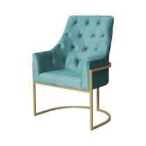Poltrona Decorativa Vick Veludo Azul Turquesa Base Dourada Ms Decor Poltrona Decorativa Vick Veludo Azul Turquesa Base Dourada Ms Decor