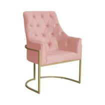 Poltrona Decorativa Vick Veludo Rosa Base Dourada Mz Decor Poltrona Decorativa Vick Veludo Rosa Base Dourada Mz Decor