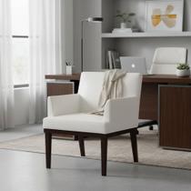 Poltrona Decorativa Vitória Couro Branco Pés Madeira Ms Decor Poltrona Decorativa Vitória Couro Branco Pés Madeira Ms Decor