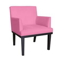 Poltrona Decorativa Vitória Sala e Recepção Com Base de Madeira Suede Rosa - DS Estofados