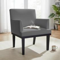 Poltrona Decorativa Vitória Suede Cinza Pés Madeira Mz Decor