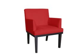 Poltrona Decorativa Vitória Suede Vermelho Pés Madeira Mz Decor