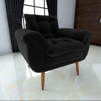 Poltrona Decorativa Xangai 1 Lugar Veludo Inca Preto - Matrix Poltrona Decorativa Xangai 1 Lugar Veludo Inca Preto - Matrix