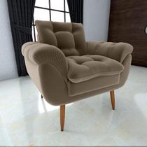 Poltrona Decorativa Xangai 1 Lugar Veludo Marrom Claro - Matrix