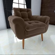 Poltrona Decorativa Xangai 1 Lugar Veludo Marrom - Matrix