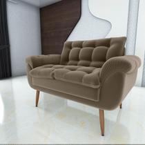 Poltrona Decorativa Xangai 2 Lugares Veludo Marrom Claro - Matrix Poltrona Decorativa Xangai 2 Lugares Veludo Marrom Claro - Matrix