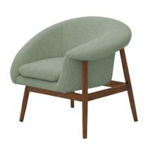 Poltrona Decorativa Yumi Base Madeira Braço Esquerdo Bouclé Verde Claro - Nexta Casa Poltrona Decorativa Yumi Base Madeira Braço Esquerdo Bouclé Verde Claro - Nexta Casa