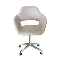 Poltrona Decorativa Zara Cadeira Giratória com Rodinhas Salão, Escritório, Home Office